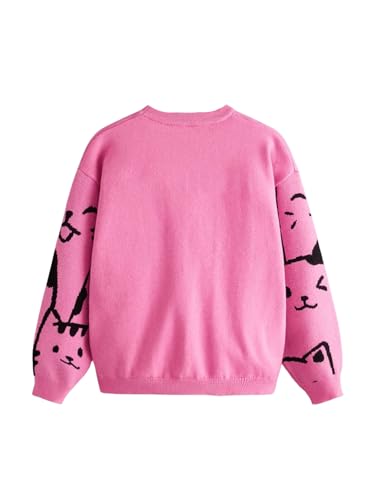 SweatyRocks Girl's Cute Graphic Sweater Colorblock Crewneck Long Sleeve Knit Tops Pullovers2