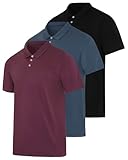 Real Essentials 3 Pack: Men's Casual Jersey Cotton Short Sleeve Quick Dry Breathable Polo Shirt - (Available in Big & Tall) - Set 10, XL