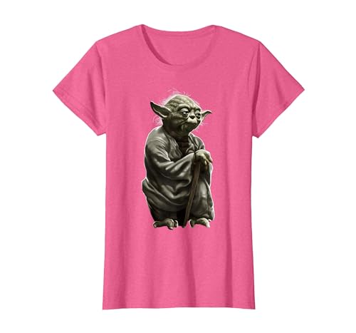 T-Shirt Graphique Star Wars Yoda Crouching Portrait T-Shirt, Femme, Rose Chiné, S