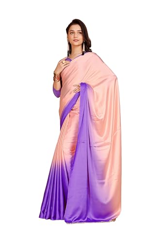 Image of Garden Vareli Lace Border Satin Saree with Unstitched Sequin Blouse Piece