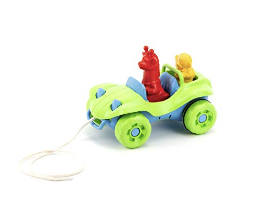 Green Toys Dune Buggy Pull Toy, Green/Blue - Pretend Play, Motor Skills, Kids Toy Vehicle. Safe for Babies and Toddlers. No BPA, phthalates, PVC. Dishwasher Safe, Recycled Plastic, Made in USA.