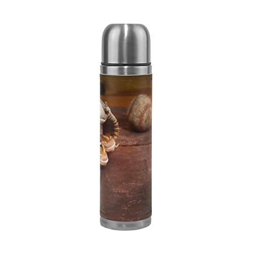 Béisbol foto de acero inoxidable botella de agua aislada al vacío termo 500ml viaje deporte té café beber envase