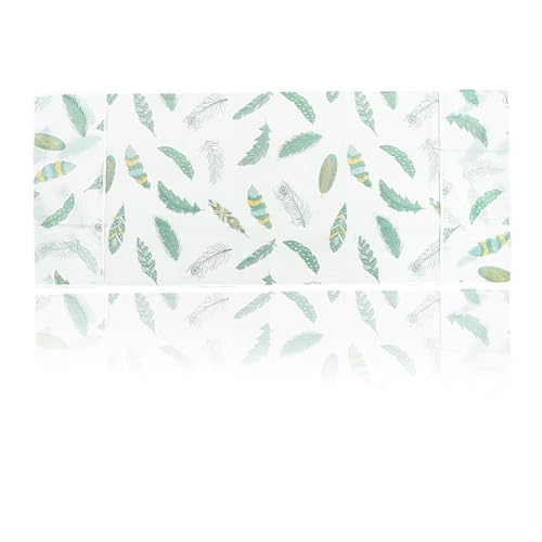 Image of CREATCABIN Refrigerator Dust Cloth PVEA Washing Machine Waterproof Cover Dustproof Fridge Top Cover Multi-Purpose with Side Storage Pockets for Kitchen Appliance Protector Feather 51 x 21.3 Inch