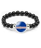 vmcoatdu Cape Verde Flag Bracelet Elastic Rope Beaded Bracelet Support Your Country Travel Souvenir Gifts for Men Women (Cape Verde)