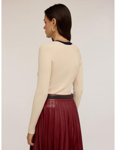 Motivi: Cardigan Bicolor A Coste Bianco. M Stagione Autunno Inverno 2025 - 3