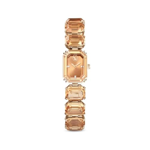 Swarovski Reloj Pulsera de Talla Octogonal, Acabado en Tono Oro Champán, Cierre Desplegable, Mecanismo en Cuarzo, Inspirado en la Colección Millenia, Marrón