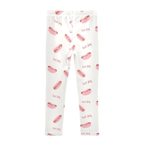 Cute Pink Hot Dog Girls Leggings Soft Comfortable Athletic Leggings Dancing Pants for 4-10 Years2