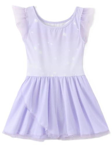 Image of Disney Frozen Elsa Princess Stitch Minnie Girls Ballet Leotards Ruffle Sleeve Shiny Leotard Dance Dress Ballerina Outfit 2-9Y
