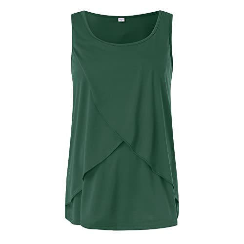 Generic Camiseta de maternidad con cuello redondo, camiseta de maternidad básica con dobladillo irregular, manga corta, cuello redondo, camiseta básica de lactancia materna, GN1, L