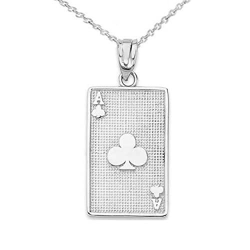 Claddagh Gold Fine Sterling Silver Ace of Clubs Poker Playing Card Pendant Necklace