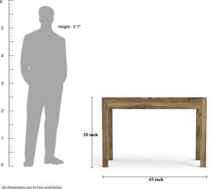 Image of Solid Sheesham Wood Study Writing Table with 2 Drawer, Computer Laptop Desk, Furniture for Study, Living Room, Hall, Home, Office Areas