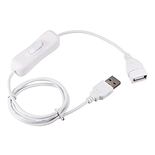 sourcing map USB Kabel mit Ein/Aus Schalter USB Stecker auf Buchse Verl&auml;ngerungskabel 1m Wei&szlig; f&uuml;r LED Schreibtischlampe LED Streifen