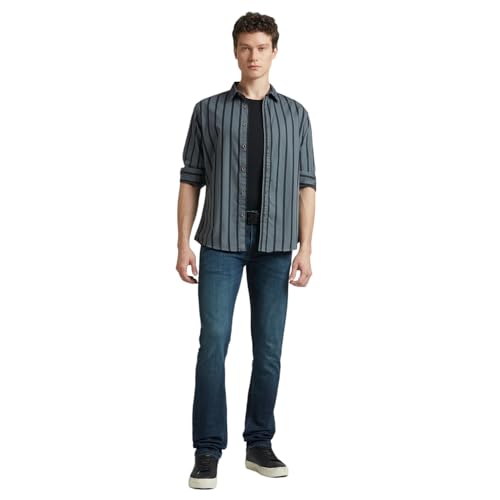 Image of Pepe Jeans Men's Casual Shirt | Striped Shirt for Men| Regular Fit | Vertical Stripes | Full Sleeve | Available in Plus Size