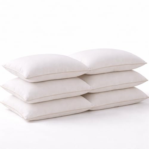 Image of VAS COLLECTIONS Cloud Cotton Pillows Set of 6 | Soft Fluffy Adjustable Sleeping Pillows 27x16 Inch | White | Piping Edges | Bed Pillow for Neck Support & Comfort (Pack of 6)