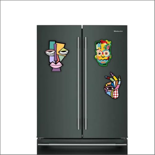 Image of Zesta Wooden Fridge Magnets Set | Refrigerator Decor Magnets for Kitchen | India Souvenir Fridge Magnet Collection | Wooden Magnet for Fridge Door Decoration (Abstract Arts)