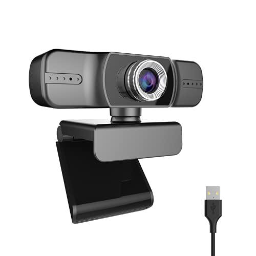 FUVISION Webcam with Microphone for Desktop, Manual Focus Full HD Live Stream Web Camera for Video Calling and Recording,Laptop,Computer USB Webcam with Widescreen and 360 Degree Rotatable Clip