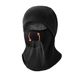 [Velaci] バラクラバ 冬用 フェイスカバー 【息苦しくない・360°防風保温・通気快適】 ネックウォーマー 目出し帽 裏起毛 防寒 暖かい 通気性 吸汗速乾 自転車 バイク ランニング ジョギング 登山 (JP, アルファベット, Free Size, ブラック)