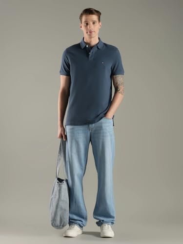 Image of Tommy Hilfiger Solid Regular fit Cotton Polo t-Shirt
