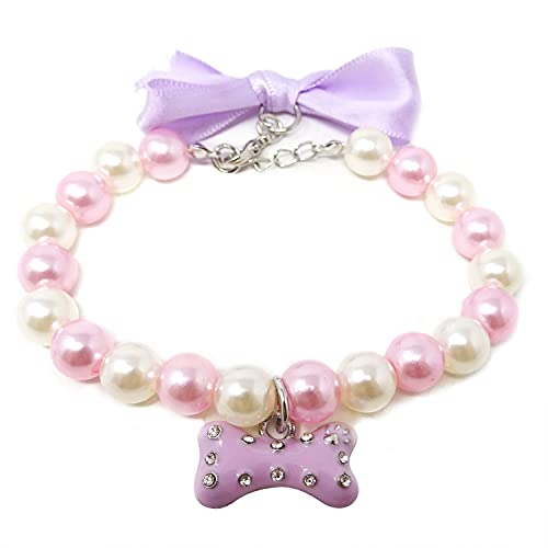 Bead Collar For Dogs 7 HONBAY Small Sized Dog Collar Cute Cat Collar Pearl Pink ...