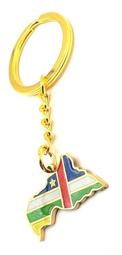SNS Components Porte-clés doré en métal émaillé avec drapeau de la République centrafricaine, multicolore, taille unique