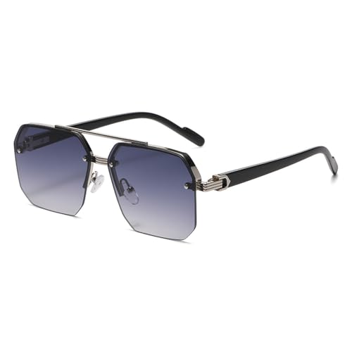 Lunettes de soleil rétro à double pont en métal et forme polygone exclusive
