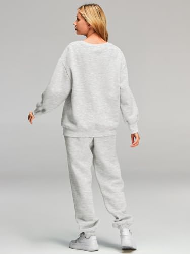 AUTOMET Womens 2 Piece Outfits Sweatsuit Oversized Sweatshirt Lounge Sets Baggy Sweatpants Fall Fashion with Pockets