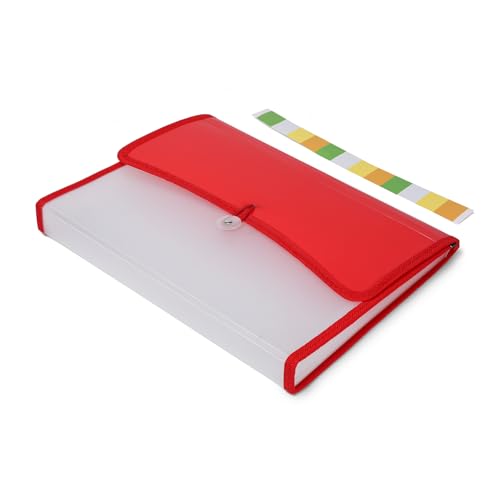 Image of 13-Pocket Expanding File Organizer | Durable Accordion Folder for Documents, Certificates, and Office Use | Red