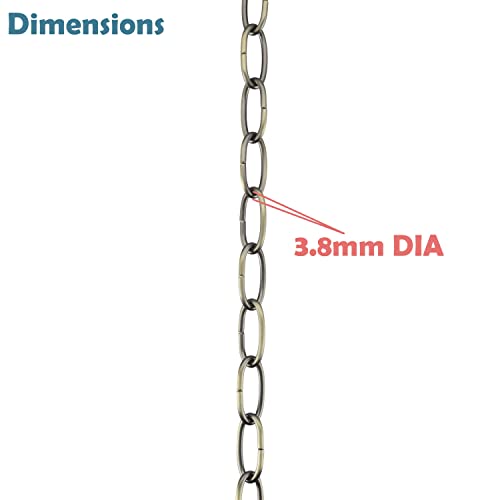 Image of Aspen Creative 21106-51,Steel 10 Feet Heavy Duty Chain for Hanging Up Maximum Weight 50 Pounds-Lighting Fixture /Swag Light /Plant in Antique Brass.9 Gauge.