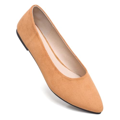 Image of Dear Time Women's Pointed Toe Ballet Flats Simple Casual Office Work Flats Slip-on Comfortable Shoes