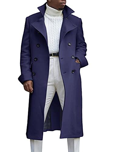 Ebifin Men's Double Breasted Long Trench Coat