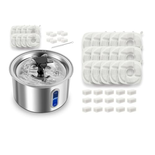 3L/101oz Stainless Steel Cat Water Fountain for Indoor Use (Includes 8 Filters) and 15 Pack Cat Water Fountain Replacement Filters - image 8