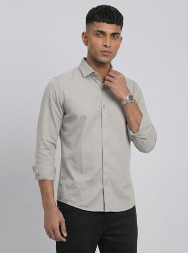 Image of DOXIC Men's Cotton Shirt with Spread Collar Neck Full Sleeves Classic Style Solid Pattern Regular Fit and Standard Length | Formal & Casual Wear Shirts