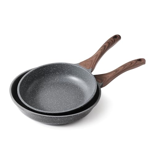SENSARTE Nonstick Frying Pan Skillets, Swiss Granite Coating Omelette Pans, Healthy Cookware Chef's Pans, Free of Intentionally Added PFOA (9.5+11 Inch)