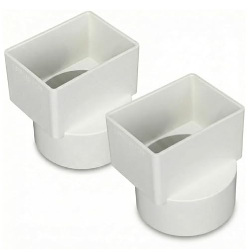 Sosation 2 Pcs 3x4x4 PVC Offset Downspout Drainage Adapter Connects 3 X4 Downspout to 4 Round Sewer and Drain Pipe Hub/spigot End Universal Design to Fit All Types of 4 Round Drain Pipe Tile