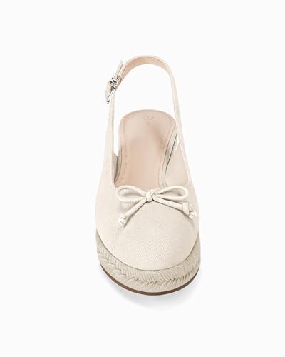 Image of Womens Closed Toe Espadrilles Wedges Shoes Platform Slingback Mid Low Heel Canvas Bow Dress Sandals