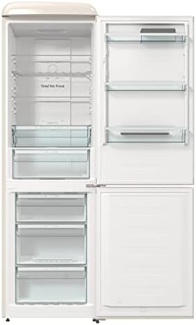 Hisense RB390N4RYDUK Retro Freestanding Fridge Freezer, Bright Beige