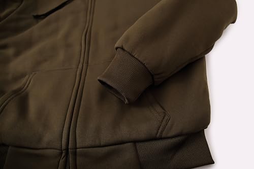 Image of TanBridge Plaid Flannel Hoodie Sherpa Fleece Lined Shirt Jacket Cotton Hoodies Zip Up Winter Warm Coat