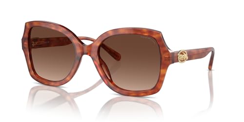 COACH Women's HC8295 Square Sunglasses, Caramel Tortoise/Brown Gradient Polarized, 56 mm2