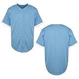 MESOSPERO Mens Blank Plain Baseball Jersey Button Down Shirts Sports Hip Hop Hipster Jersey S-3XL (Light Blue, Small)