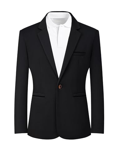MYMRIN Jacke Herren Herbst Frühling Flammenförmiger Farbe Sakko Herren Sportlich Modern Stretch Blazer Männer Slim Fit Freizeit Jackett Business Anzugjacke(Schwarz,2XL)