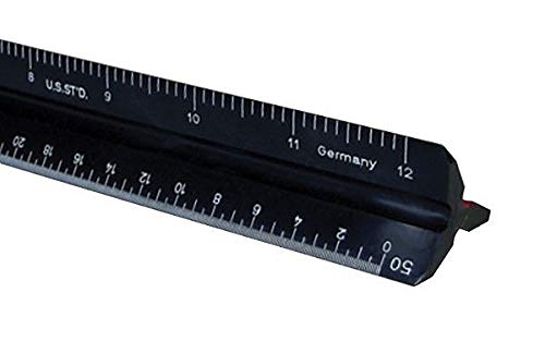 Miniatura 4 de ALVIN Báscula triangular con graduaciones de ingeniería, regla negra de 12 pulgadas, modelo 241BP, plástico de alto impacto con acabado mate, ideal