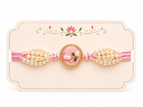 Image of Premium Designer Pastel Resin Pearl Floral Rakhi For Brother | Elegant Flower Rakhi Set Of 1 /2 /3 /4 /5 /6 Raksha Bandhan Gift Bhai Combo For Bhaiya Bhabhi & Sister Bracelet Brother Bhai Sister In Law Kids | Traditional & Festive Wrist Band