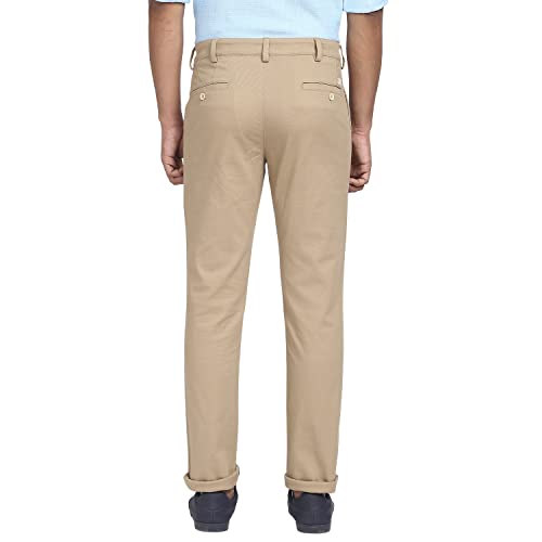 Image of Colorplus Men's Cotton Blend Solid Piece Dyed Pattern Contemporary Fit Flat Front Casual Trouser