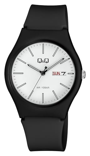 Q&Q Men’s Fibre Strap Analog Watch with Day & Date Display – 100 Meters Water Resistant, Lightweight Sports Casual Wristwatch - A212J001Y