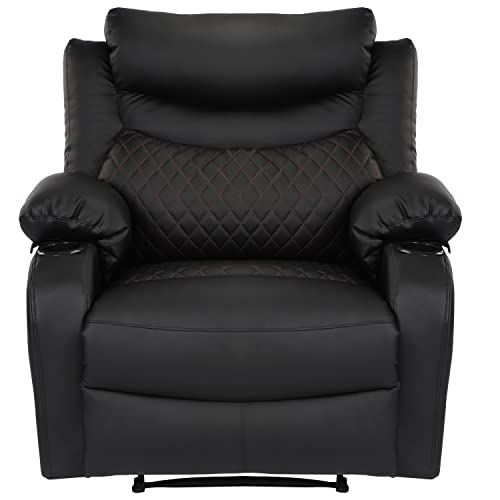 Comermax Overstuffed Recliner Chairs With Massage And Heat, Heavy Duty Manual Reclining Chairs Recliners With Cup Holders For Living Room (Black) #TOP6
