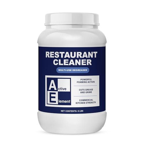Active Element Restaurant Cleaner – Multi-Use Degreaser – Commercial Kitchen Strength – Use for Floor Degreaser, Walls, Pots and Pans, Baking Sheet and Dish Soap Powder – 8-lbs Jar