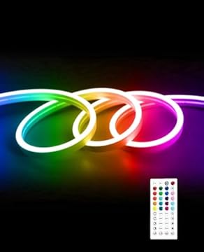 ShineBurky Striscia LED Neon 5M, Striscia Led RGB, Striscia Led 12V Impermeabile, Striscia Led da Esterno con APP e Telecomando, IP65 Impermeabile, per Camera da Letto, Festa, Bar, Sale da Gioco