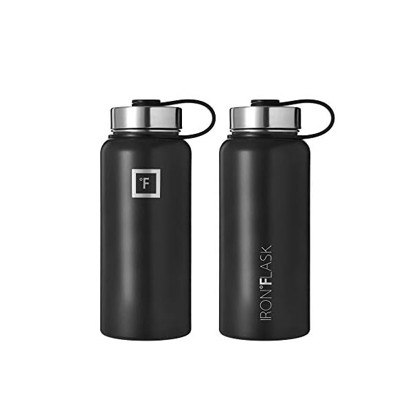 IRON °FLASK Sports Water Bottle - 32 Oz 3 Lids (Straw Lid), Leak Proof - Stainless Steel Gym & Sport Bottles for Men, Women & Kids - Double Walled, Insulated Thermos, Metal Canteen