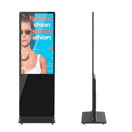 Image of MWE 49 Inch 4K Digital Signage Displays, Indoor Floor Standing LCD Screen Advertising Kiosk, Android System Commercial Totem with Custom Service, Vertical Monitor with Auto Media Player-Black
