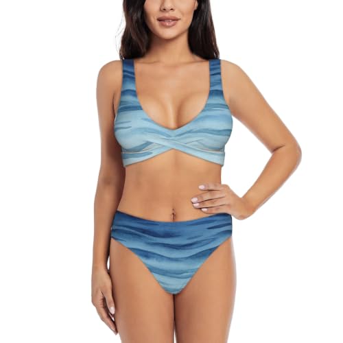 Bikini croisé avec push-up amovible et maintien triangle réglable pour femme
